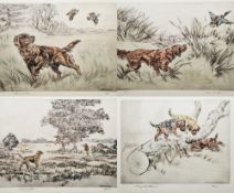 Henry Wilkinson (1921-2011)  Set of three coloured etchings  Gundogs and various fowl, each signed