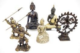 Group of Asian and Indian figures of Gods and Bodhisattva, 20th century, including: an Indian