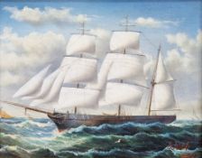Webb (19th/20th century) Oil on canvas Maritime scene of a barque in full sail, signed and dated