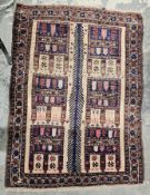 Hand knotted Pakistan rug 100% wool, prayer mat with six centre designs on cream backgrounds,