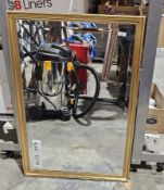 Modern gilt framed rectangular mirror, the plate with bevelled edge, 62cm x 93cm