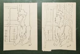After Jean Cocteau (1889-1963) Lithograph 'Le Marin Pas de Chance', two lithographs of a sailor at a
