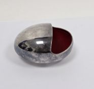 Hans Bunde for Cohr, Denmark, modernist electroplated ashtray in the form of a pebble with red