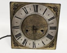 Old wooden framed 30-hour clock movement mounted as a wall clock with later added square 10