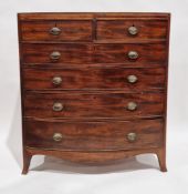 Early 19th century mahogany and rosewood cross banded bowfronted chest of two short over four long