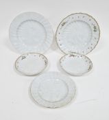 A group of 19th and early 20th century Meissen Swan Service plates and saucers, blue crossed swords,