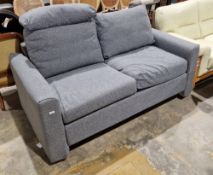 Modern Ikea Vilma two-seater sofa upholstered in a grey fabric, 170cm long x 90cm deep x 67cm high