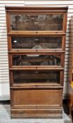 Late 19th century Globe Wernicke sectional stacking bookcase with four glazed up and over doors