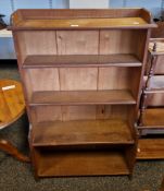 Early 20th century oak bookcase with two shallow shelves and two deeper shelves, 75cm wide x 26cm