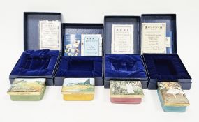 Four Halcyon Days limited edition enamel boxes, all lids decorated with famous paintings including