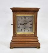 Victorian ' Dent of London ' satinwood bracket clock, the square case with dentil moulded cornice,