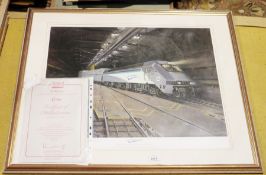 Terence Cuneo (1907-1996) signed limited edition print ' Le Shuttle, the Eurotunnel commemorative