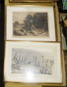 C S Todd Print Highland Scene with Stage and Hines Signed Mounted aperture: 38cm x 52cm Together