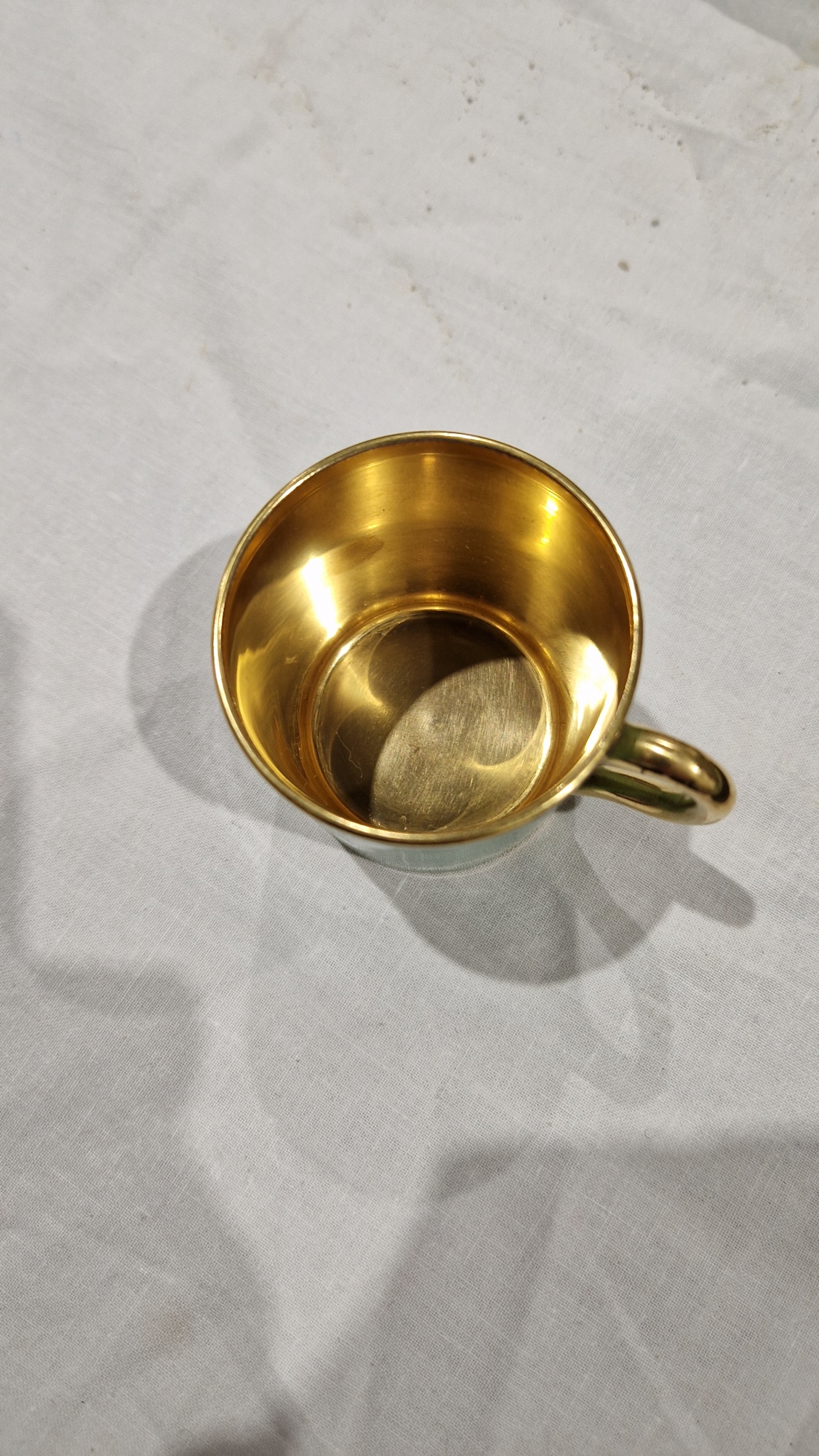 Cased Art Deco New Chelsea (Staffordshire) green and gilt ground set of six coffee cans and saucers, - Image 9 of 9