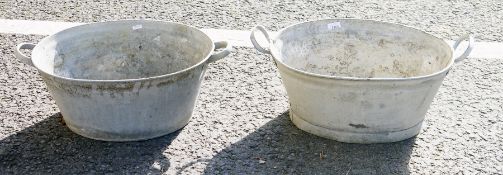 Two vintage small galvanised wash tubs, 57cm long