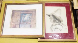 Unknown Prints  Set of four mounted and famed interior scenes Mounted aperture:22cm x 27cm