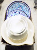 Large Green & Co mixing bowl with lip, some white ceramic pudding bowls, assorted Chinese rice