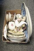 Collection of 19th century and later ceramics including a 19th century blue and white meat plate