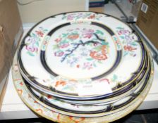 Three graduated 19th century ironstone meat platters and two others (5)