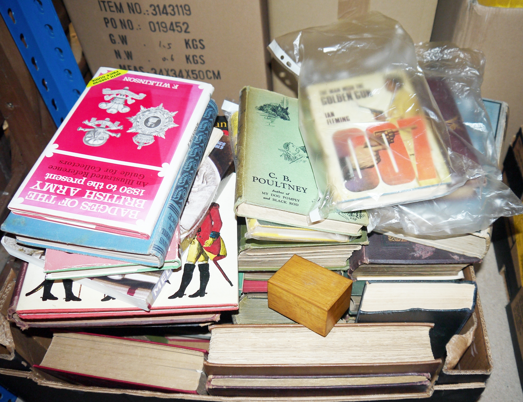 Collection of books including an Ian Fleming The Man with the Golden Gun James Bond book, Bookclub