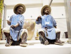 Two ceramic figures of Chinese figures, possibly fishermen (lacking rods) (2)  Condition Report