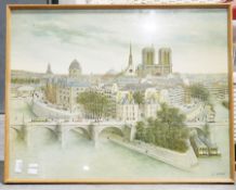 S Screen Print on board Topograhical view of a Scandinavian city 50 cm x 52 cm  Together with one