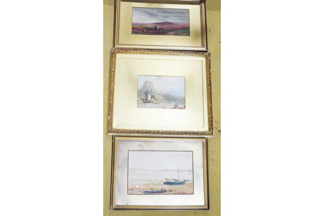Collection of seven 19th and early 20th century watercolours being either landscapes or of sailing - Image 1 of 2