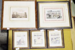 William Russell Flint print, two antique etchings of Teston bridge and Minster Abbey, two