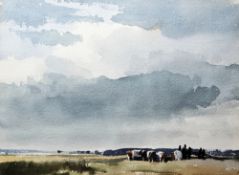 Edward Brian Seago RBA, ARWS, RWS (1910-1974) Watercolour drawing “Cattle on a Marsh”, signed,