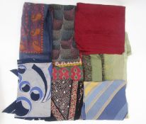 A quantity of vintage small square scarves, silk, wool etc. (1 box)