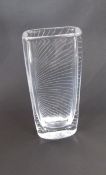 Orrefors flint vase, no.3596, etched with radiating diagonal lines, circa 1960's, 25cm high