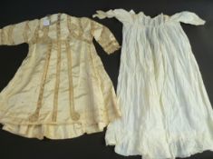 Baby gowns - including a cream silk and lace gown (af), various, trimmed with lace, embroidery,