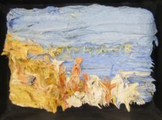 George Rowlett (b.1941)  Oil  “Walmer Beach, Bathers”, 2000, signed, labelled and dated verso,
