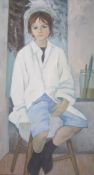 Ursula McCannell (1923-2015) Oil on board “Milo in the studio”, initialled, Fosse Gallery label,