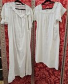 Various Edwardian late 19th century nightgowns, to include with broderie anglaise, lace trimmed, a