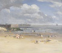 Campbell Archibald Mellon (1878-1955) Oil on board “Beach Scene at Low Tide - The Children's Corner,