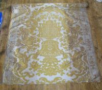 Fortuny fabric -  'Carnavalet' stencilled silk, grey on a mustard ground - 6.3 metres approx, 1.4