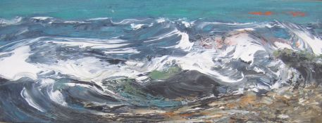Maggi Hambling CBE (b.1945) Oil on panel “August Sunrise” (North Sea painting), inscribed, signed