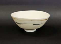 David Leach OBE (1911-2005) a studio pottery porcelain footed bowl, decorated with manganese bands
