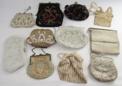 Mid 20th century lady's evening bags, including: three beadwork examples, one in gold lame with