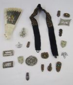 Various buckles and clips to include two French silver and paste buckles, a Czechoslovakian