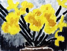 Josef Herman (1911-2000) “Daffodils”, Albany Gallery label, 20cm x 25cm From the collection of the