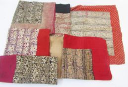 Group of late 19th/early 20th century Indian embroidered silk fragment panels, including a chain-