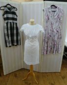 A Blanes cotton sleeveless summer dress, black, grey and white squares, labelled size 12, a broderie