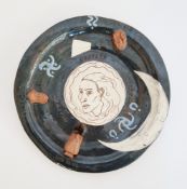 Grayson Perry terracotta plate, ‘Death to Grayson Perry, His Word, His Soul, His Mind’, 28cm