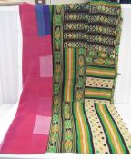 MId century kantha - reversible - green, black, yellow and pinks Condition Report The dimensions are