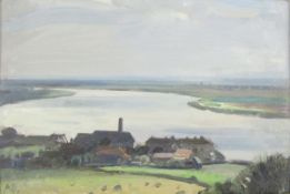 Sir John Alfred Arnesby-Brown (1866-1955) Oil on board The Bend in the River, 1915, with Messum's