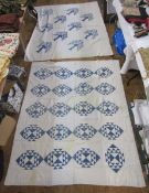 Two single early 20th century American quilts - indigo blue - 'Tree of Life' and 'Humility', some