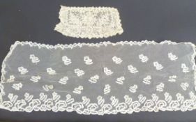 An embroidered large fichu that the vendor has added that was 'embroidered to wear on her wedding