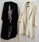 Black crepe 1920's dress with an embroidered and sequin detail panel to the front, the drop waist